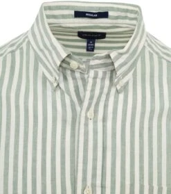 Gant Casual Overhemd Streep Linnen Groen -Kleding Kortingswinkel 77288 2