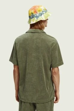 Scotch And Soda Shortsleeve Overhemd Badstof Groen -Kleding Kortingswinkel 77382 7
