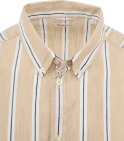 KnowledgeCotton Apparel Overhemd Streep Beige -Kleding Kortingswinkel 77424 2 1