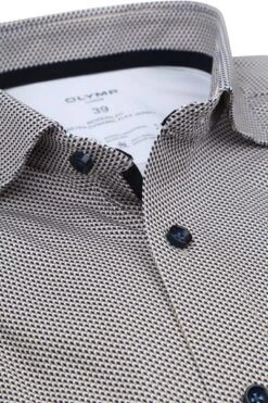 Olymp Luxor Overhemd Dessin Beige -Kleding Kortingswinkel 77456 2 1