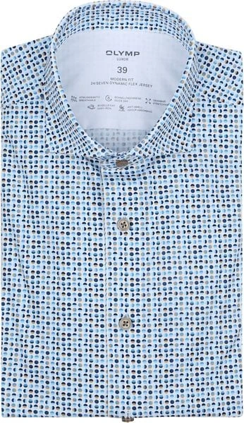 Olymp Luxor Overhemd Cirkels Blauw 7 Olymp Luxor Overhemd Cirkels Blauw - Afbeelding 5
