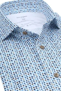 Olymp Luxor Overhemd Cirkels Blauw 13 Olymp Luxor Overhemd Cirkels Blauw -Kleding Kortingswinkel 77457 2 1
