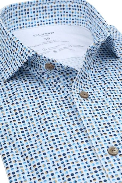 Olymp Luxor Overhemd Cirkels Blauw 8 Olymp Luxor Overhemd Cirkels Blauw - Afbeelding 6