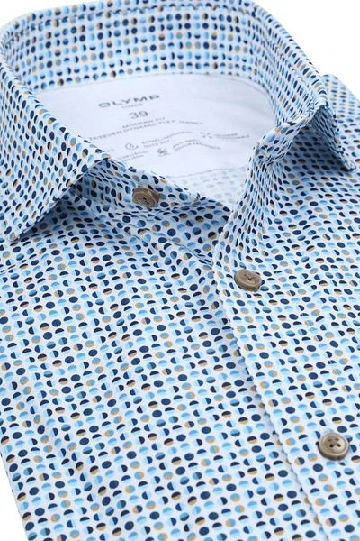 Olymp Luxor Overhemd Cirkels Blauw 4 Olymp Luxor Overhemd Cirkels Blauw - Afbeelding 2