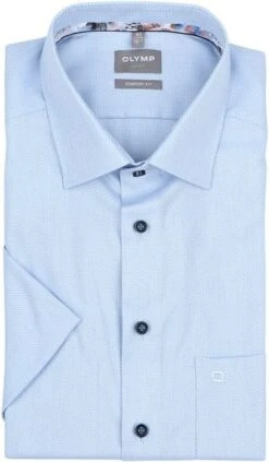 OLYMP Short Sleeve Overhemd Luxor Melange Lichtblauw -Kleding Kortingswinkel 77470 1 1