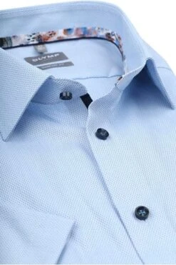 OLYMP Short Sleeve Overhemd Luxor Melange Lichtblauw -Kleding Kortingswinkel 77470 2 1