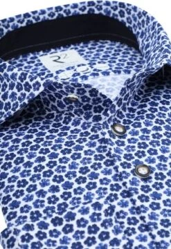 R2 Knitted PiquÃ© Overhemd Bloemen Blauw -Kleding Kortingswinkel 77593 2 1