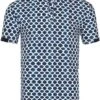 R2 Amsterdam Dobby Knitted Poloshirt Print Blauw -Kleding Kortingswinkel 77653 1