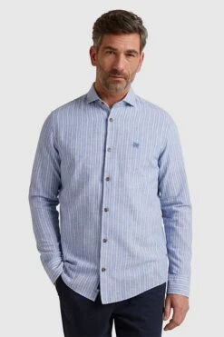 Vanguard Overhemd Linnen Strepen Blauw -Kleding Kortingswinkel 77711 2