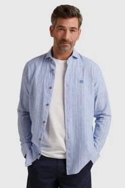 Vanguard Overhemd Linnen Strepen Blauw -Kleding Kortingswinkel 77711 4