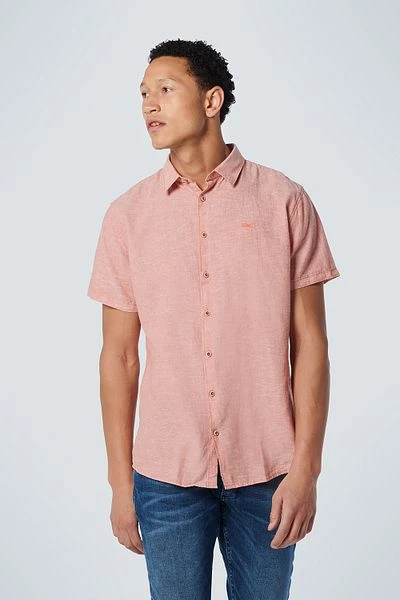No-Excess No Excess Short Sleeve Overhemd Linnen Zalmroze 4 No-Excess No Excess Short Sleeve Overhemd Linnen Zalmroze - Afbeelding 2