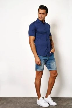 Desoto Short Sleeve Overhemd Navy -Kleding Kortingswinkel 77725 5