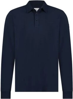 State Of Art Pique Longsleeve Polo Logo Donkerblauw
