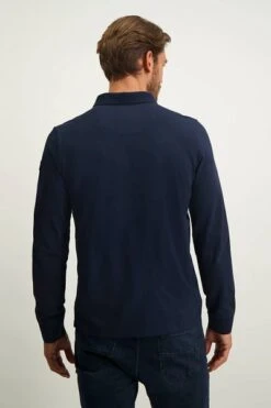 State Of Art Pique Longsleeve Polo Logo Donkerblauw -Kleding Kortingswinkel 77767 3