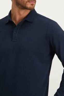 State Of Art Pique Longsleeve Polo Logo Donkerblauw -Kleding Kortingswinkel 77767 4