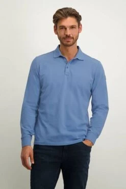 State Of Art Pique Longsleeve Polo Logo Blauw -Kleding Kortingswinkel 77768 2 1