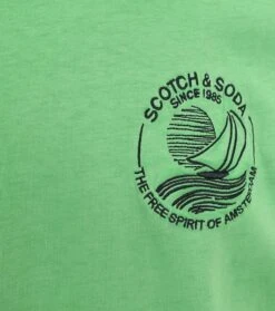 Scotch And Soda Scotch & Soda T-Shirt Logo Groen -Kleding Kortingswinkel 77784 3