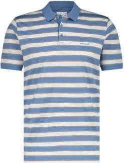 State Of Art Pique Polo Logo Strepen Blauw