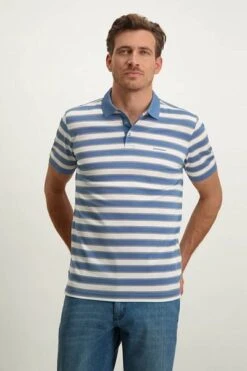 State Of Art Pique Polo Logo Strepen Blauw -Kleding Kortingswinkel 77812 2 1