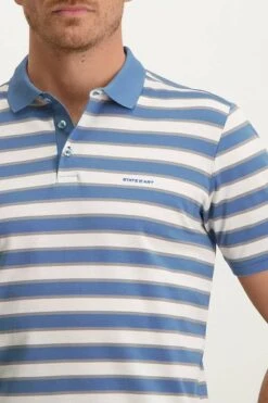 State Of Art Pique Polo Logo Strepen Blauw -Kleding Kortingswinkel 77812 3