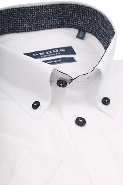 Ledub Short Sleeve Overhemd Wit Navy 4 Ledub Short Sleeve Overhemd Wit Navy - Afbeelding 2