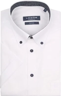 Ledub Short Sleeve Overhemd Wit Navy