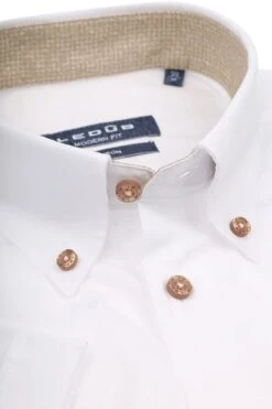 Ledub Short Sleeve Overhemd Wit Bruin -Kleding Kortingswinkel 77955 2 1
