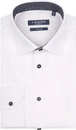 Ledub Overhemd Wit Navy -Kleding Kortingswinkel 77956 4 1