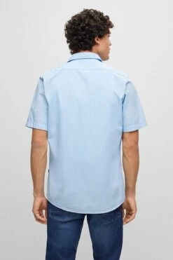 Hugo Boss Short Sleeve Relegant Overhemd Lichtblauw -Kleding Kortingswinkel 78034 3