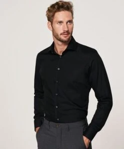 Profuomo Strijkvrij Overhemd Zwart 12 Profuomo Strijkvrij Overhemd Zwart -Kleding Kortingswinkel 9645 9 1